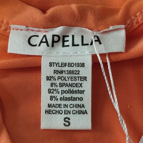 NEW Capella Small Pale Coral Pencil Dress Split Neck Stretch Bodycon Clubbing - Picture 2 of 9